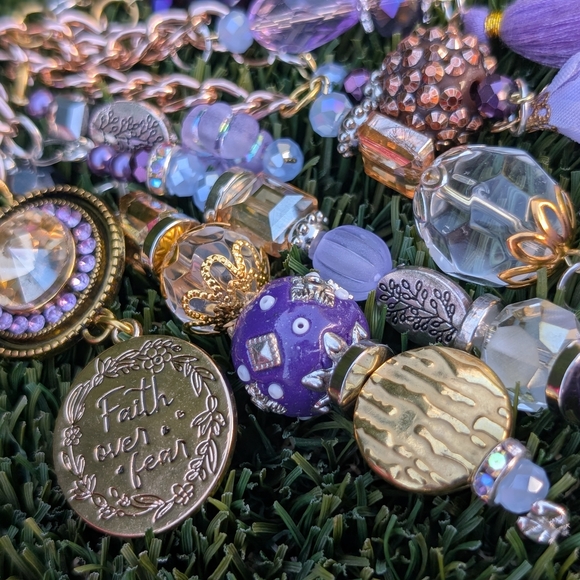 Custom Handbag Purse Charm Keychain Key Fob Crystal Glass Faith Jesus Cross - Picture 7 of 10